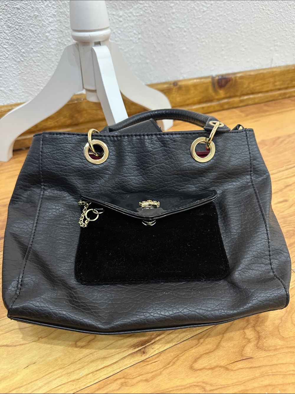 Juicy Couture Black Shoulder Bag with Gold Hardware